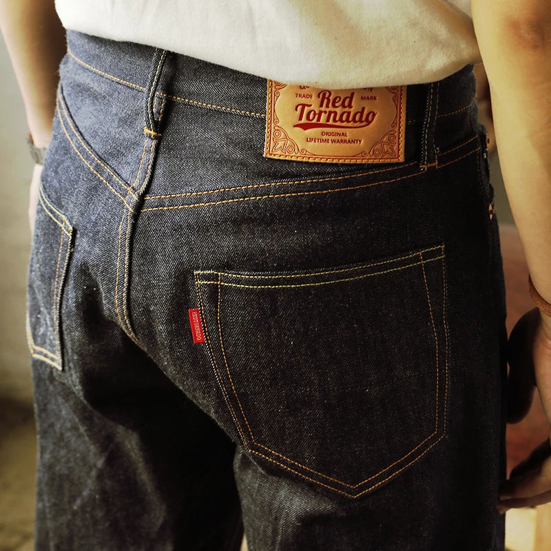 Red Tornado 55501-pantalones vaqueros para hombre, Jeans de línea roja Raw de 14oz, pantalones de mezclilla Selvedge