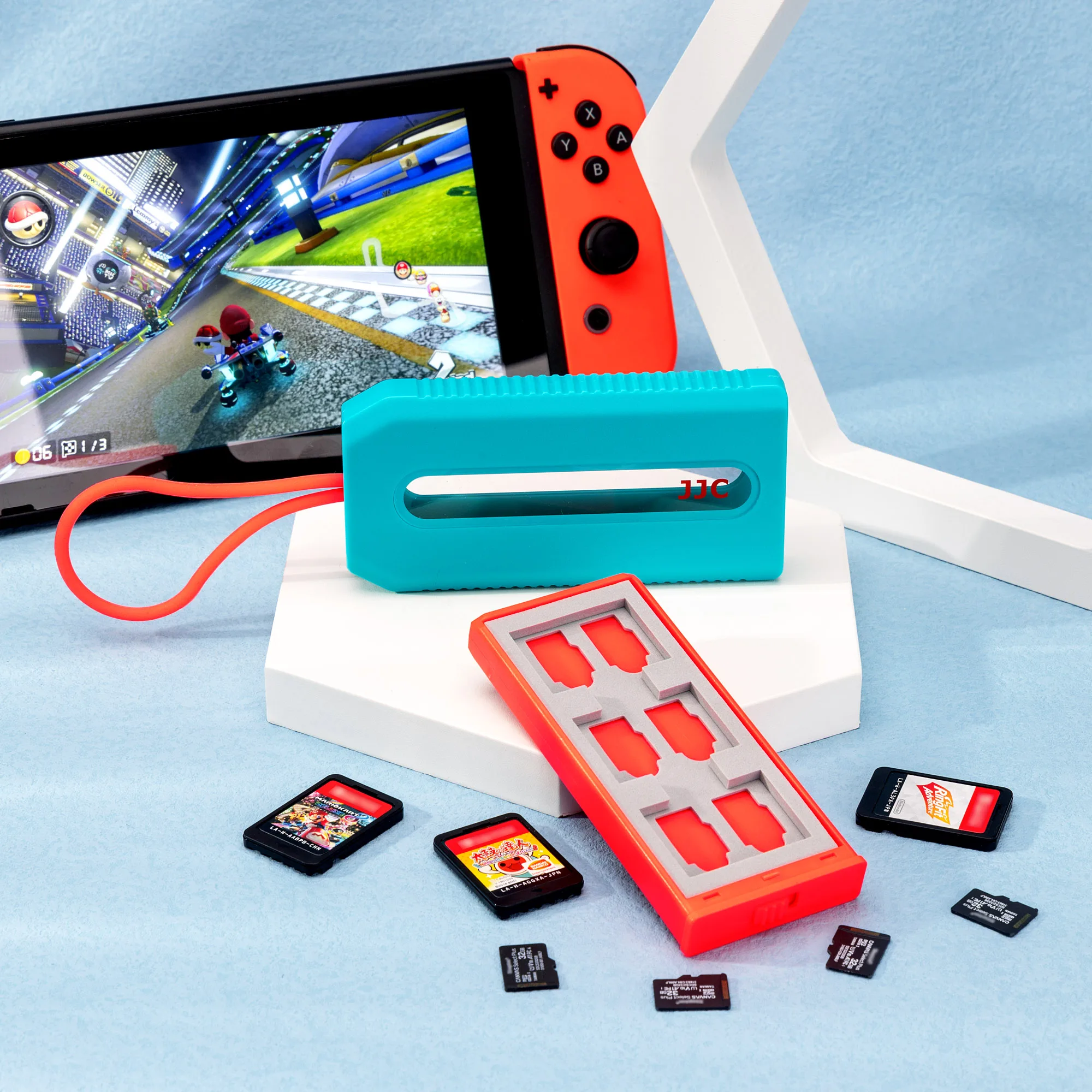 JJC 18 Khe Cắm Thẻ Trò Chơi Ốp Lưng Giá Đỡ Ví Cho Nintendo Switch Di Động Micro SD TF Thẻ Cứng Hộp Micro sd Phụ Kiện