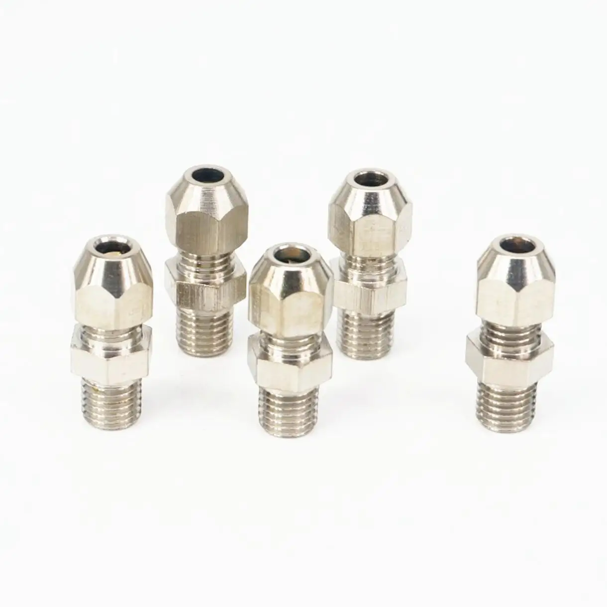 5 Pcs M5/M6/M8 Male Naar 4 Mm/6 Mm Vernikkeld Messing Compressie Unie Fitting