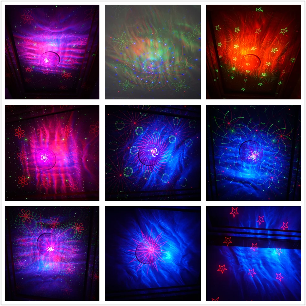 Sharelife 128 RGRB Gobos Mixed RGB LED Dynamic Watermark Effect Laser Projector Light DJ Party Home Show Wedding Stage Lighting