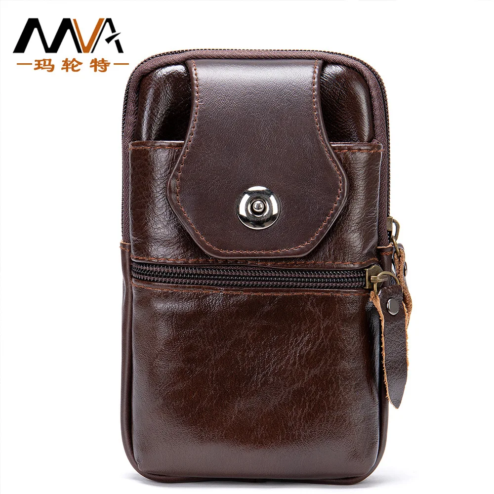 Man first layer cowhide belt pouch Leather multifunctional waist bag for men Multi-style shoulder messenger bag Male fanny pack