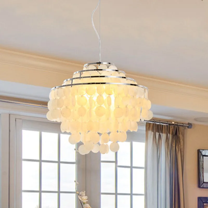 

Nordic shell Mediterranean lamps personality restaurant bedroom aisle boy and girl princess room creative LED multi-layer lamps