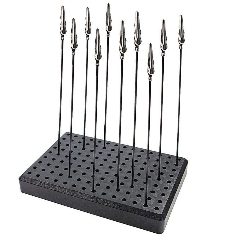 Big deal 9 x 14 Holes Painting Stand Base with 10Pcs Metal Alligator Clip Stick Modeling Tool Set Toys Hobbies Accessories