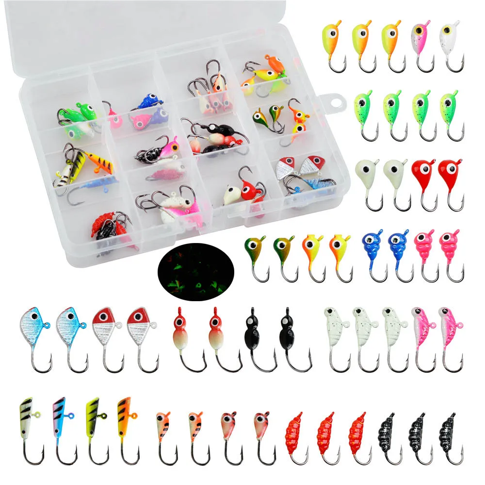 48/96Pcs Ice Fishing jigs set Perch Crappie ice fishing lure Artificial Fishing Bait ice jig Hooks Panfish Winter Fishing lure