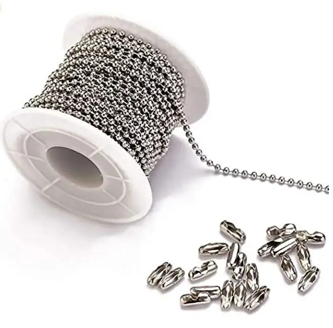 12meter (A dozen) Stainless Steel Ball Beads Chain Jewelry Findings Connectors Clasps DIY Extender Chain,dog Tags