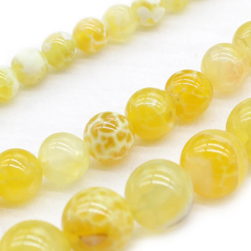 Wholesale Natural Stone Chalcedony smooth Yellow Agat Loose Round Beads Bracelet Necklace lady 6 8 10 MM Pick size For Jewelry