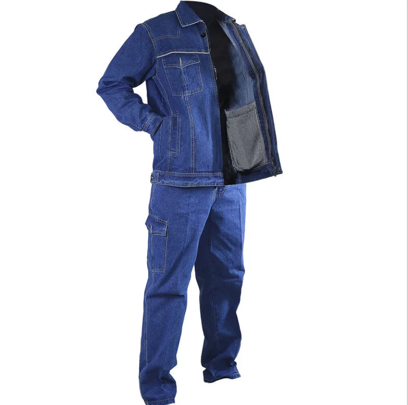 2023 Autumn Winter Thick Denim Coveralls Welding Suit Labor Protection Clothing Electrician Wear-resistant Anti-scalding Uniform