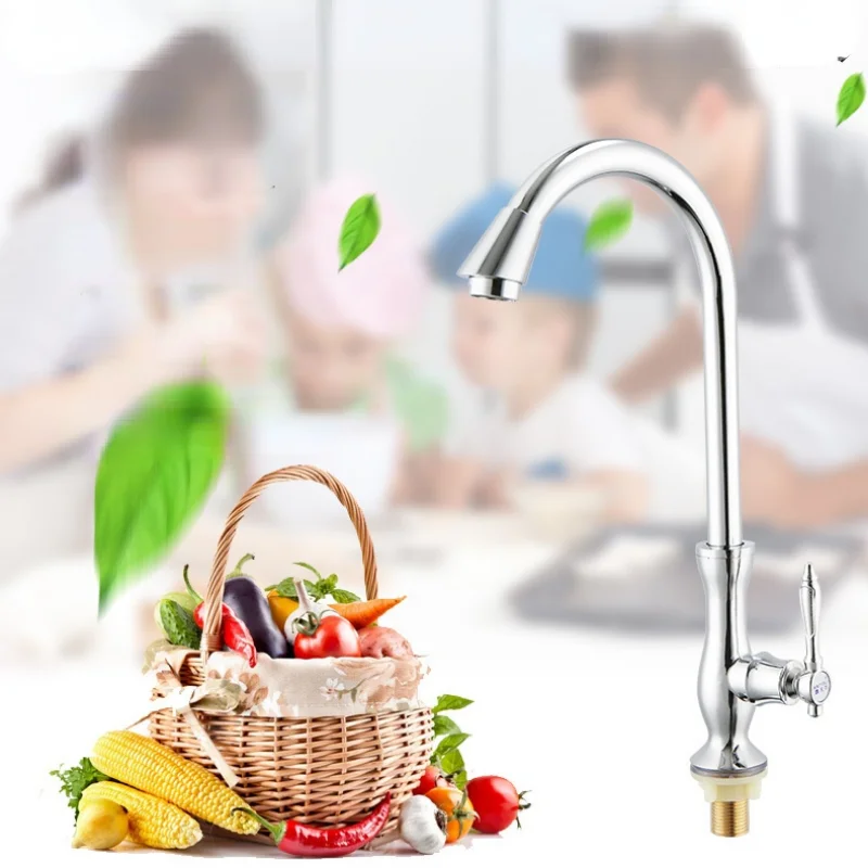 

Creative Vase Style Vertical Single Cold Kitchen Sink Faucet Simple Household Kitchen Sink Faucet Zinc Alloy Kitchen Sink Faucet