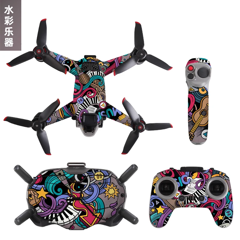 DJI FPV  Drone Casing Protective Luxury Fluorescent Sticker Skin Cover Waterproof Sticker （Full set） Spare For DJI FPV