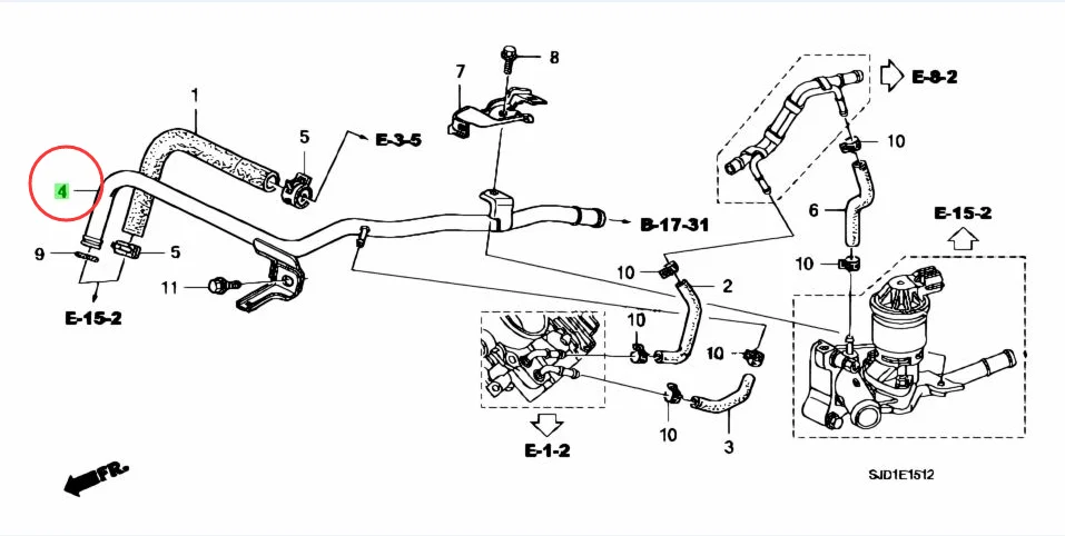 For HONDA 19510-RTB-000 CR-V ZL STEP WGN EDIX K24A RE3 PIPE COMP HEATER