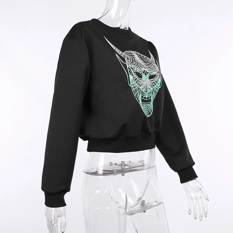 Vintage Print Gothic y2k Hoodies Women's sweatshirt Harajuku Pullovers Skull Fall 2021 Female Sweatshirts with  WOMAN CLOTHES