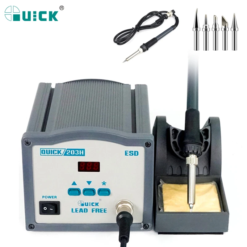 Quick 203H Auto soldering rework station Set replace handle iron tips soldering station Digital display Phone Repair BGA