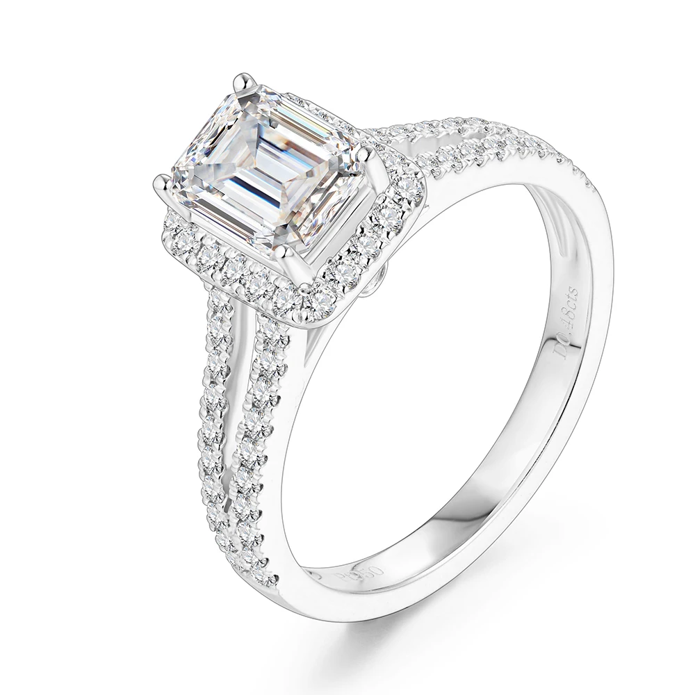 Imagem -02 - Attagemas 925 Prata Esterlina Moissanite Anel Emearld Corte 1.0ct Vvs1 d Cor Moissanite Pass Diamante Teste para Feminino Anéis Elegantes