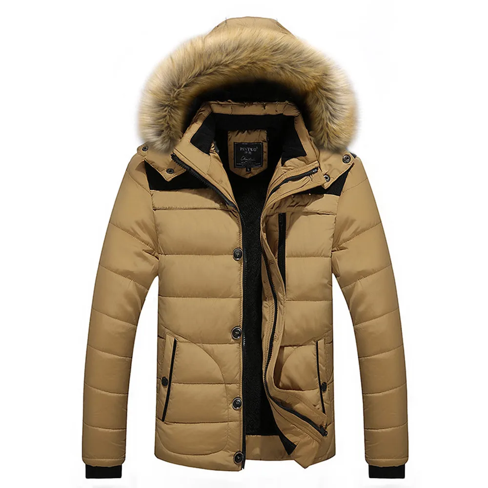 

2020 Mens Thicken Jacket Parkas Warm Raccoon Hair Windproof Jackets Coat Mens Down Parka Hooded Outwear Cotton-padded Jacket