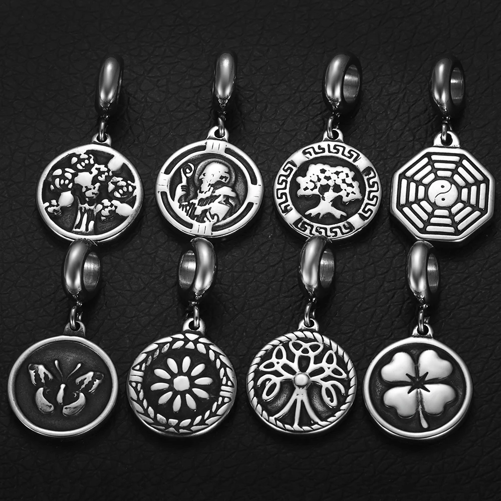 Stainless Steel 5.5mm Hole Animal Dangle Beads Spacer Slide Charms for Pando Chain Bracelets DIY Jewelry Making Accessories