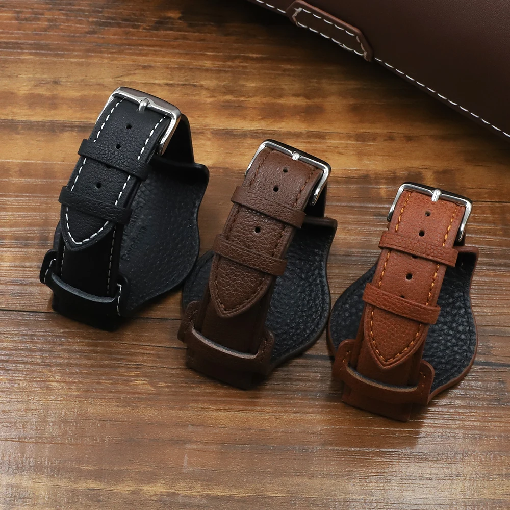 Genuine Leather Watch Strap Band 18mm 20mm 22mm Vintage Watchband With Mat Black Brown Coffee Wrist Bracelets for Men Watches