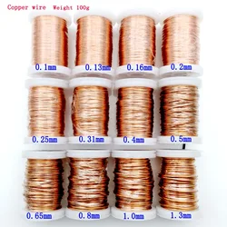 0.13mm 0.25mm 0.51mm 1mm 1.25mm copper wire Magnet Wire Enameled Copper Winding wire Coil Copper Wire Winding wire Weight 100g