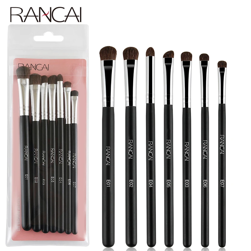 

RANCAI 7pcs EyeShadow Brushes Set Natural Horse Pony Hair Cosmetics Blending Smudge Shader Makeup Brushes Beauty Cosmetics Kit