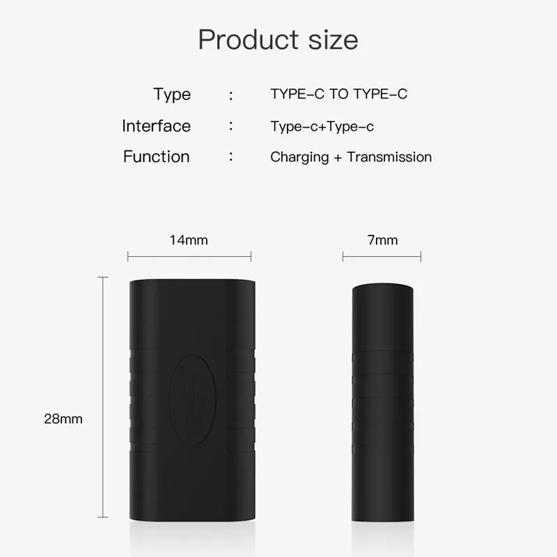 USB type-C female to female adapter straight through connector charging data extension usb-c data cable adapter