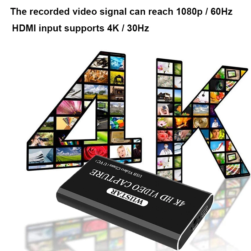 USB 2.0 HDMI الصوت والفيديو بطاقة التقاط الصوت والفيديو جهاز HD 4K 30Hz لايف ستريم لعبة التقاط ل Win8 ويندوز 10 ماك لينكس