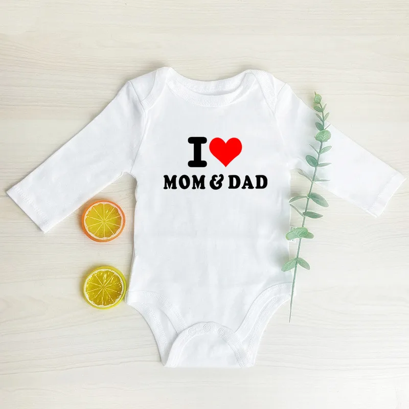 I Love Mom&Dad Baby Bodysuits Boys Girls Unisex Long Sleeve Cotton Jumpsuit Autumn Winter Ropa Bodysuit Infant Outfit