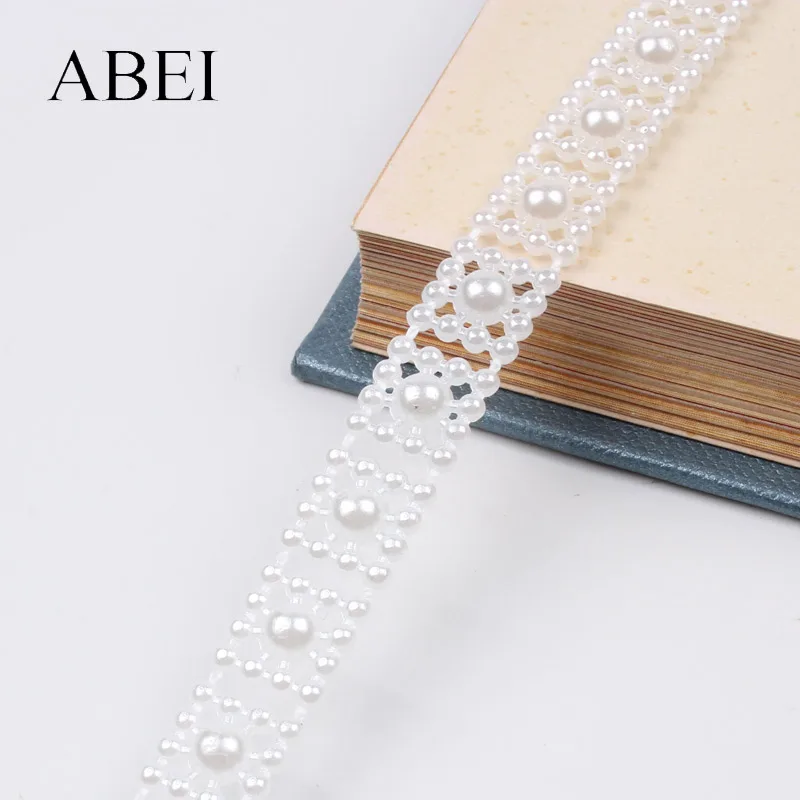 10mm 25Yards Gold Silver White Bead Chain For Wedding Party Scrapbook Decoration DIY Craft Accessories Beaded Lace Ribbon Tape