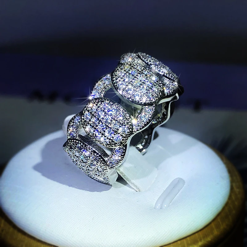 925 Sterling Silver Jewelry Ring Ladies Luxury Oversized Zircon Ring Exquisite Gorgeous Fashion Wedding Preferred Jewelry — zdjęcie 3