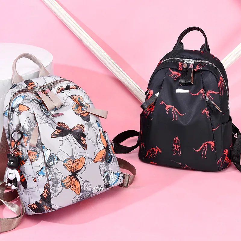 atinfor Anti-theft waterproof butterfly print backpack women small school bag for lady bookbag