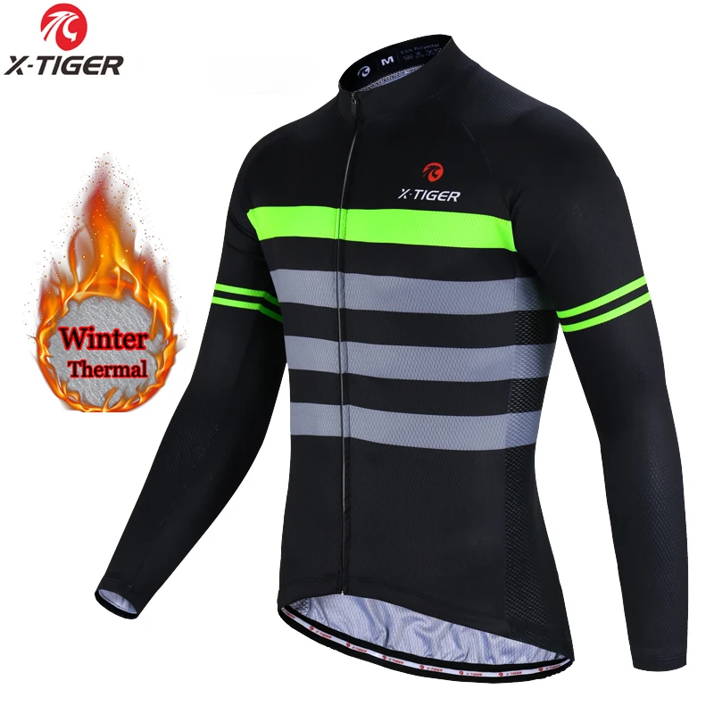 

X-Tiger Winter Fleece Cycling Jersey Thermal Bike Wear Long Sleeve MTB Bicycle Cycling Clothing Invierno Maillot Ropa Ciclismo