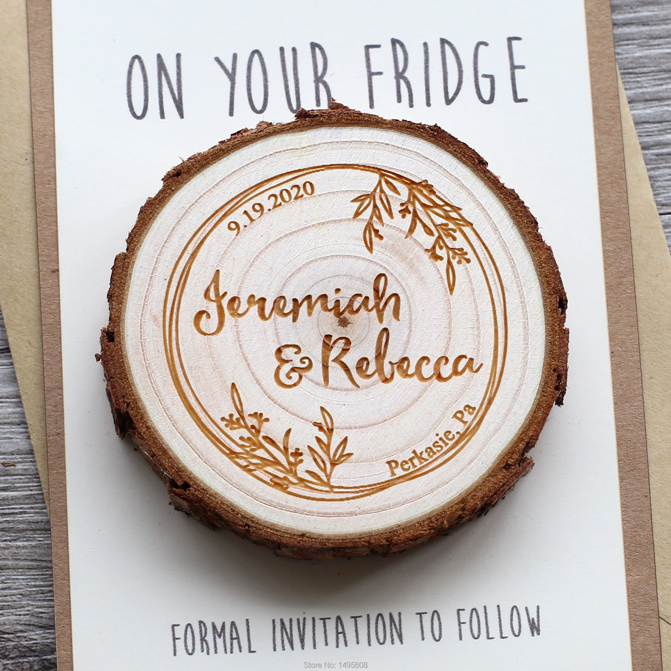 Personalized wood slice save the date magnet for guests,Wedding Favors invitations decor Accessories gifts