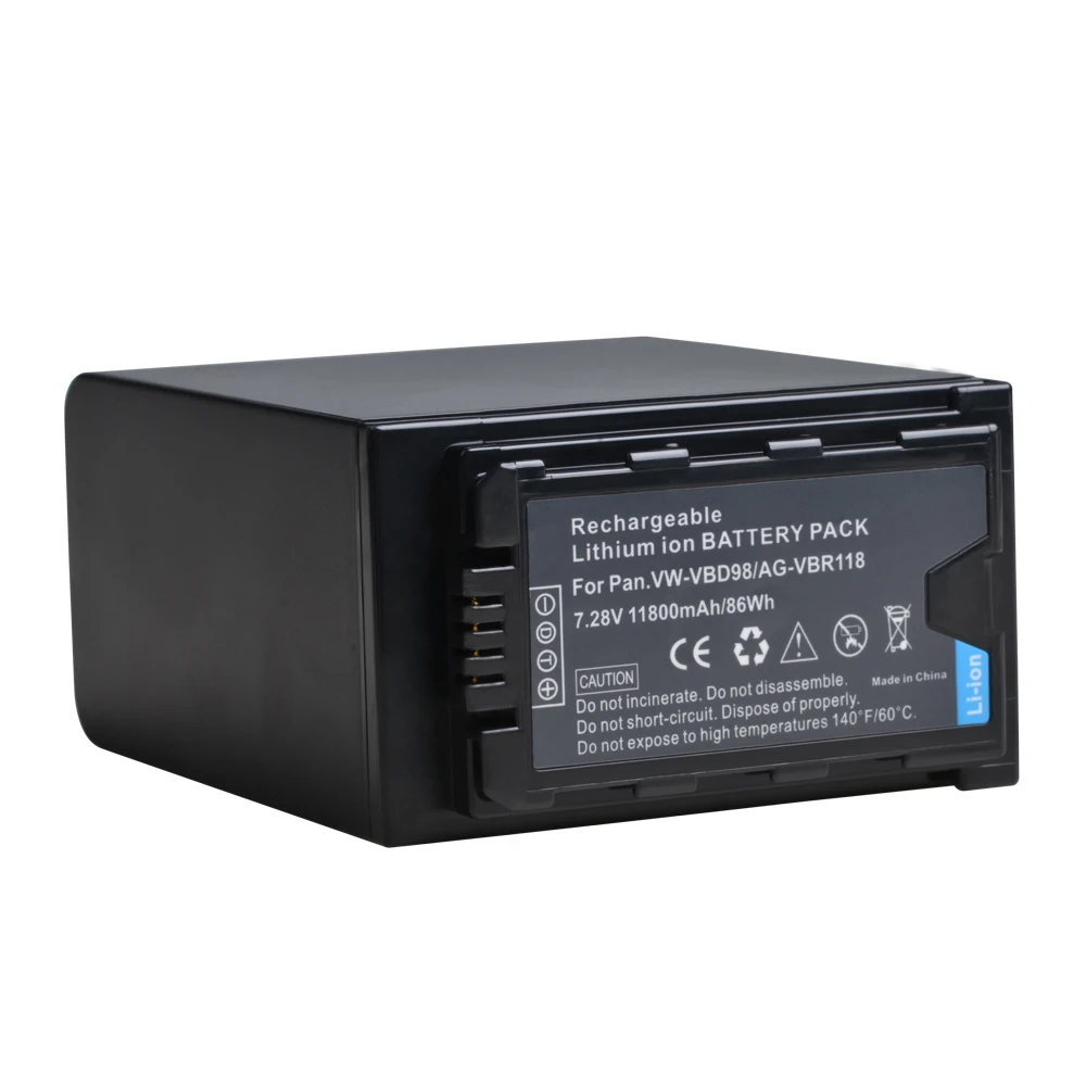 11800mAh VW-VBD98 AG-VBR118 Battery for Panasonic VBD98 AJ-PX280 PX285MC AG-HPX265MC HPX260MC PX270 PX298 MDH2 FC100