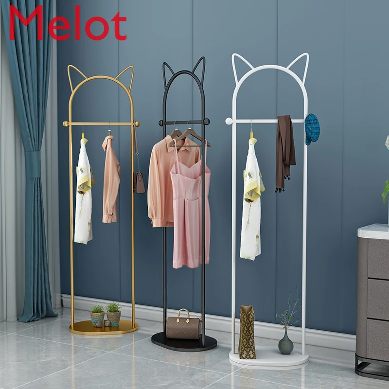 European Fashion Luxury Bedroom Metal Hallstand Modern Minimalist Floor-Standing Home Storage Coat and Hat Supporter