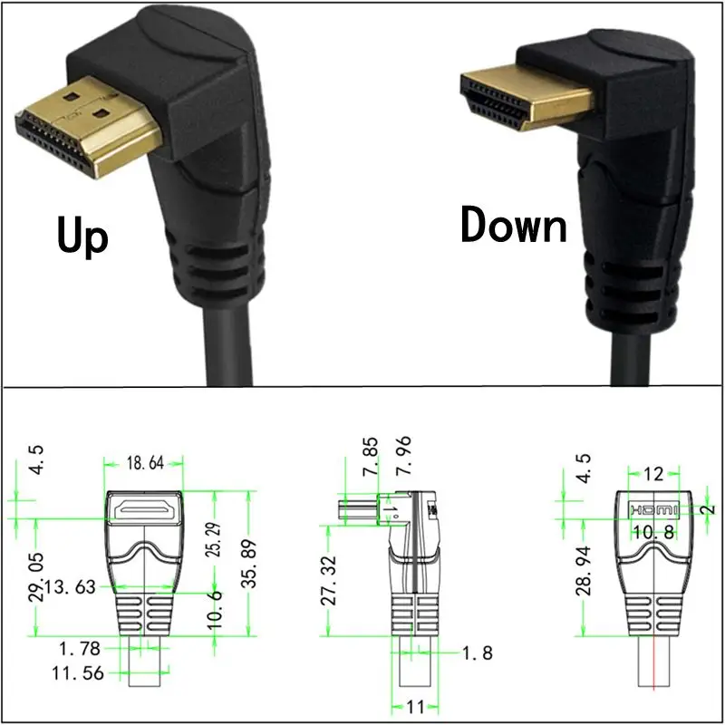 4K kabel HDTV 2.0 90/270 stopni łokieć do kąt nachylenia HDMI-kompatybilny do kabel HD 0.3m 1.8m 2K * 4K do telewizora projektor do komputera