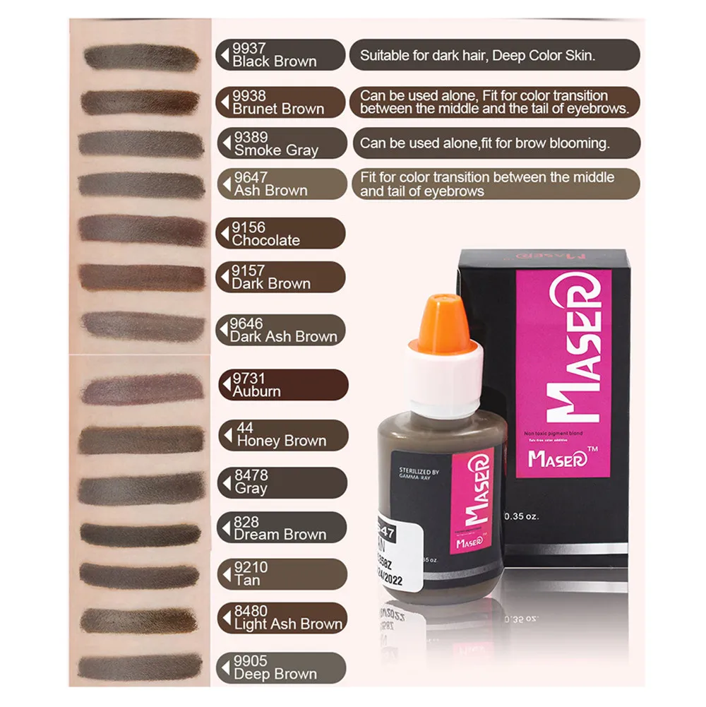 Maser tusz do tatuażu 16 kolorów do wyboru pigmenty do makijażu permanentnego do brwi Microblading Beauty bezpieczne pióro tatuażowe