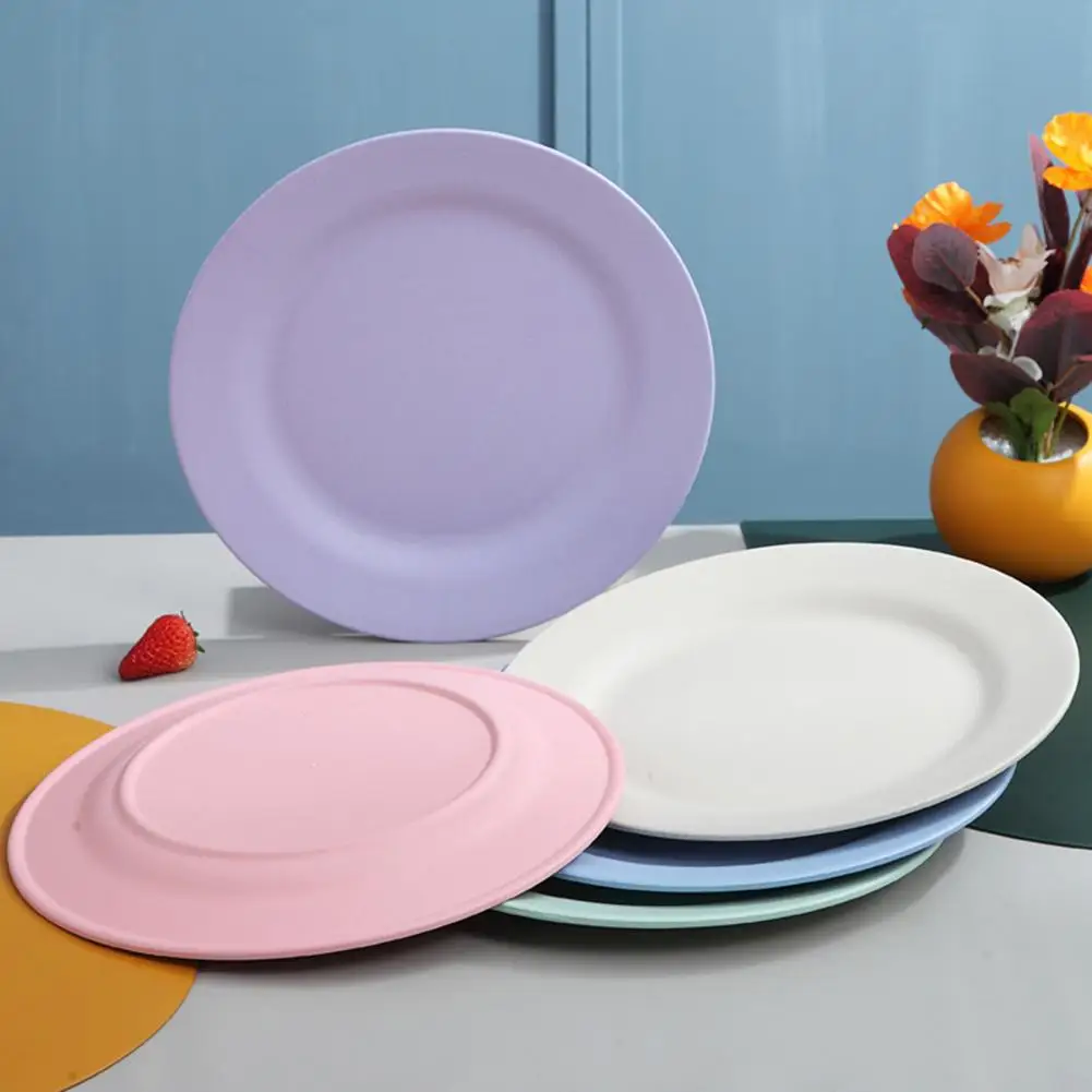 25cm Plates dinnerware Wheat Straw Plates Unbreakable Lightweight Dinner Plates Reusable plastic plate Set Set Dinner Plates