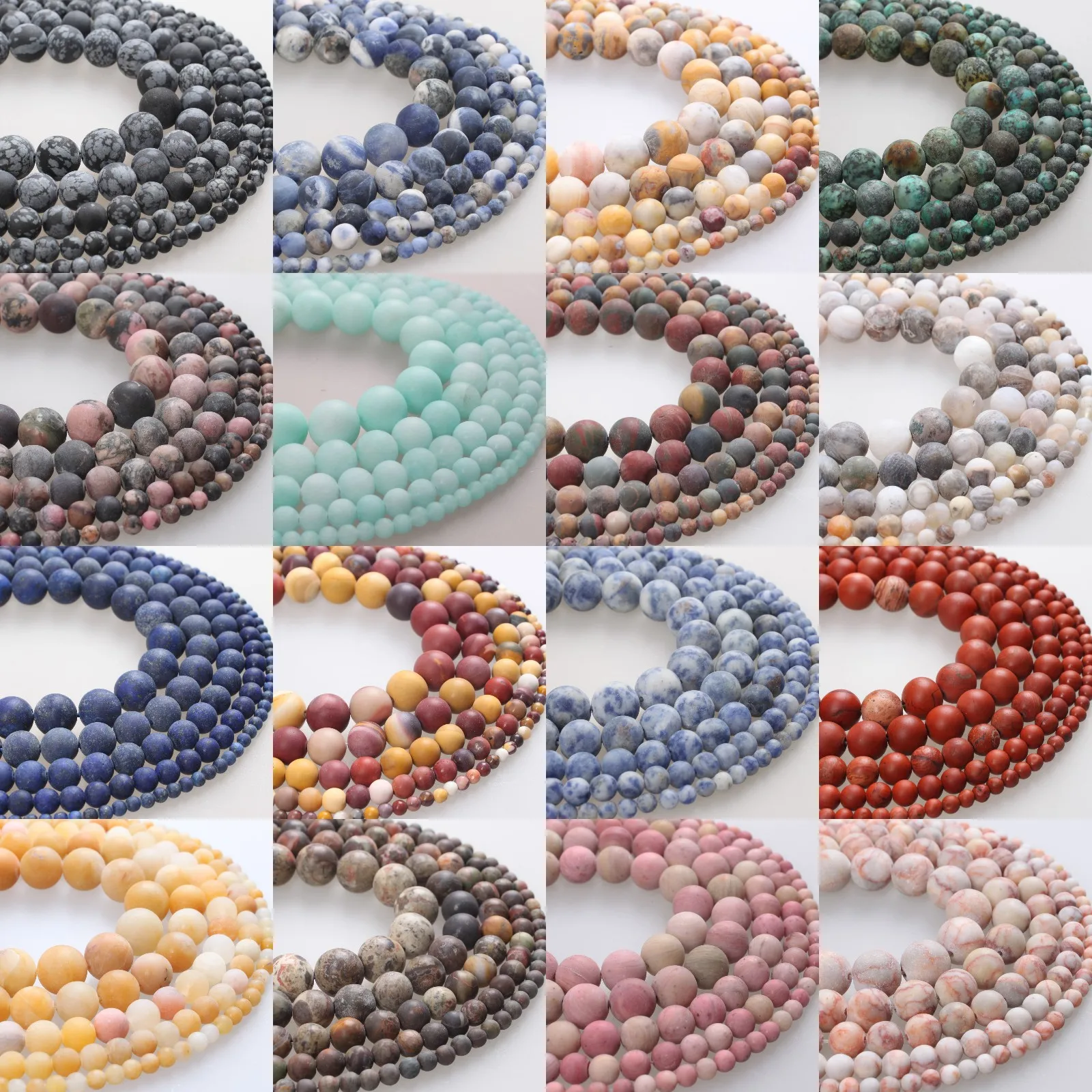 Natural Matte Stone Beads Agate Crystal Turquoise Frosted Howlite Lapis Lazuli Round Loose Beads 4 6 8 10 12mm Bracelets Making