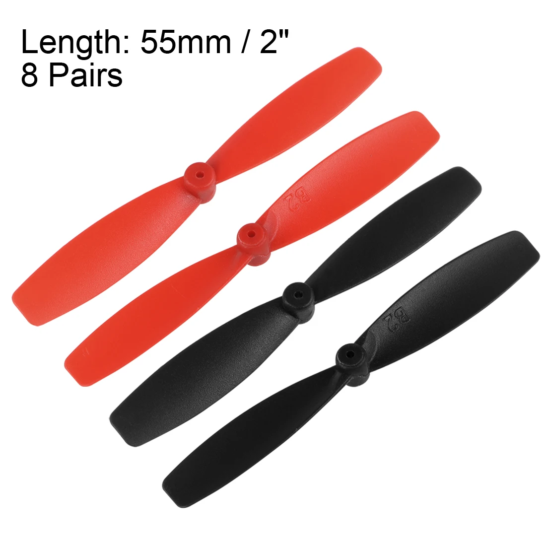 Uxcell 8 Paar RC-Propeller 55 mm CW CCW 2-Scheibenrotoren für Walkera QR Ladybird Schwarz Rot