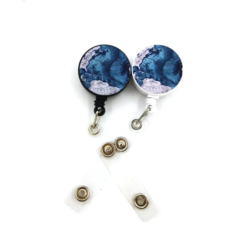 Blue World Map Anime Lanyard Badge Holder ID Card Lanyards Mobile Phone Rope Key Lanyard Neck Straps Keychain Key Ring