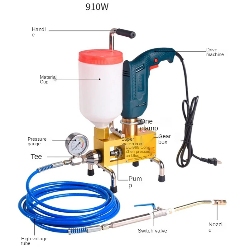 810/910W Epoxy injection pump Epoxy / Polyurethane foam Grouting Machine Steel Hose concrete repair crack 999 high quality grout