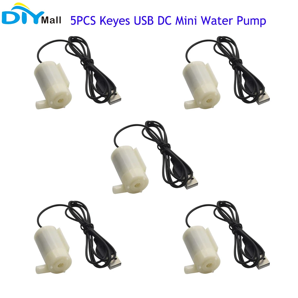 

5PCS Keyes USB DC Mini Water Pump with USN Port 1M 3V 5V 6V Micro Mini Submersible Pump 1.2-1.6L/min