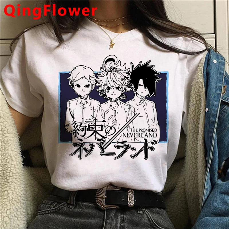 Janpanese Anime The Promised Neverland T Shirt Men Summer Tops New Cartoon Emma Norman Ray Graphic Tees Unisex T-shirt Male