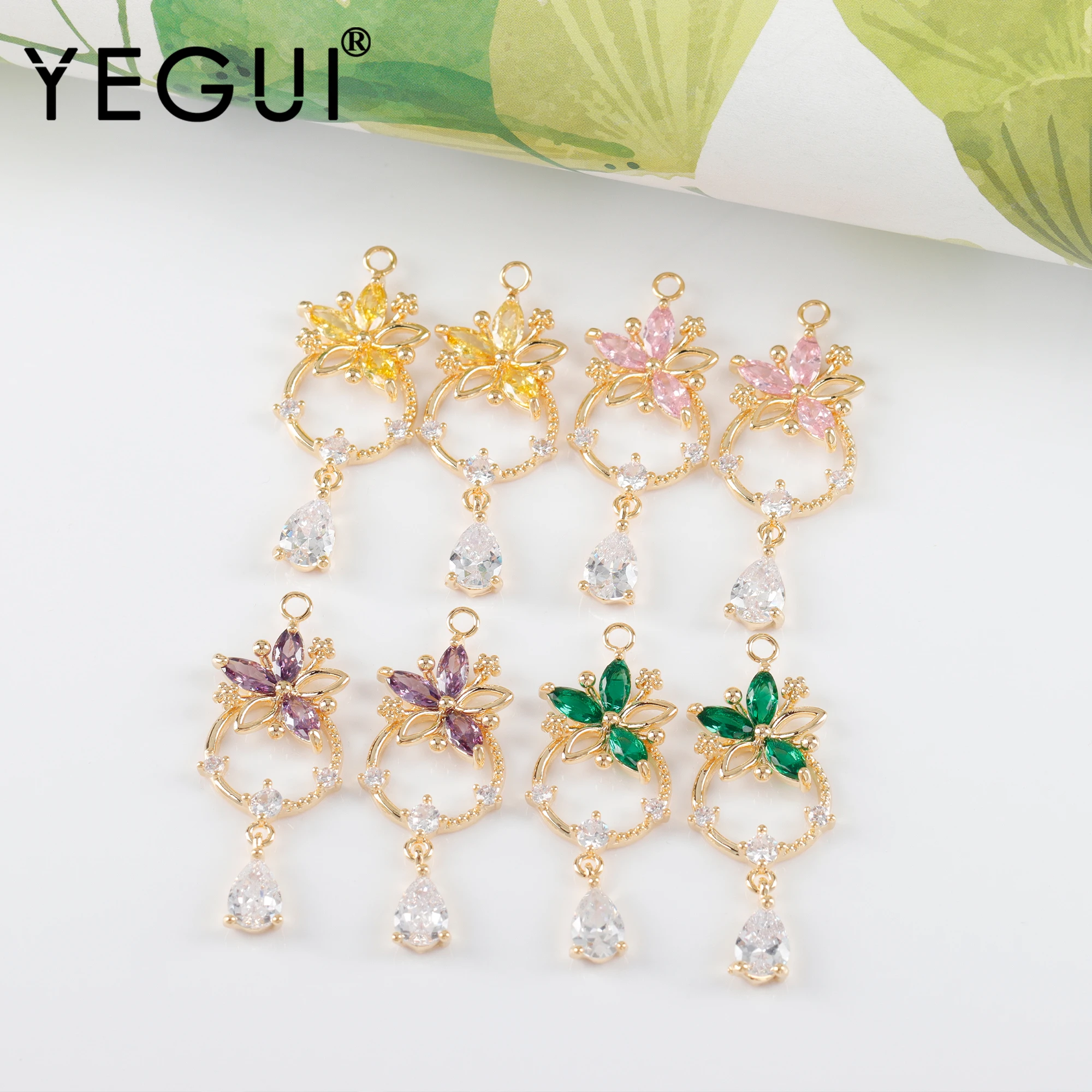 

YEGUI M1082,jewelry accessories,diy earrings,18k gold plated,copper metal,zircons,charm,jewelry making,diy pendants,6pcs/lot