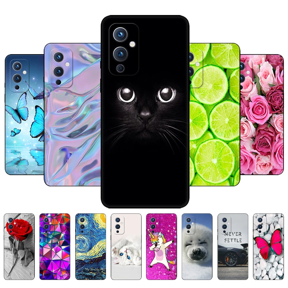 For OnePlus 9 Case For OnePlus 9 Pro Case For OnePlus 9R Case Silicon Phone Back Cover One Plus 9 EU/NA R 9Pro 5G black tpu case