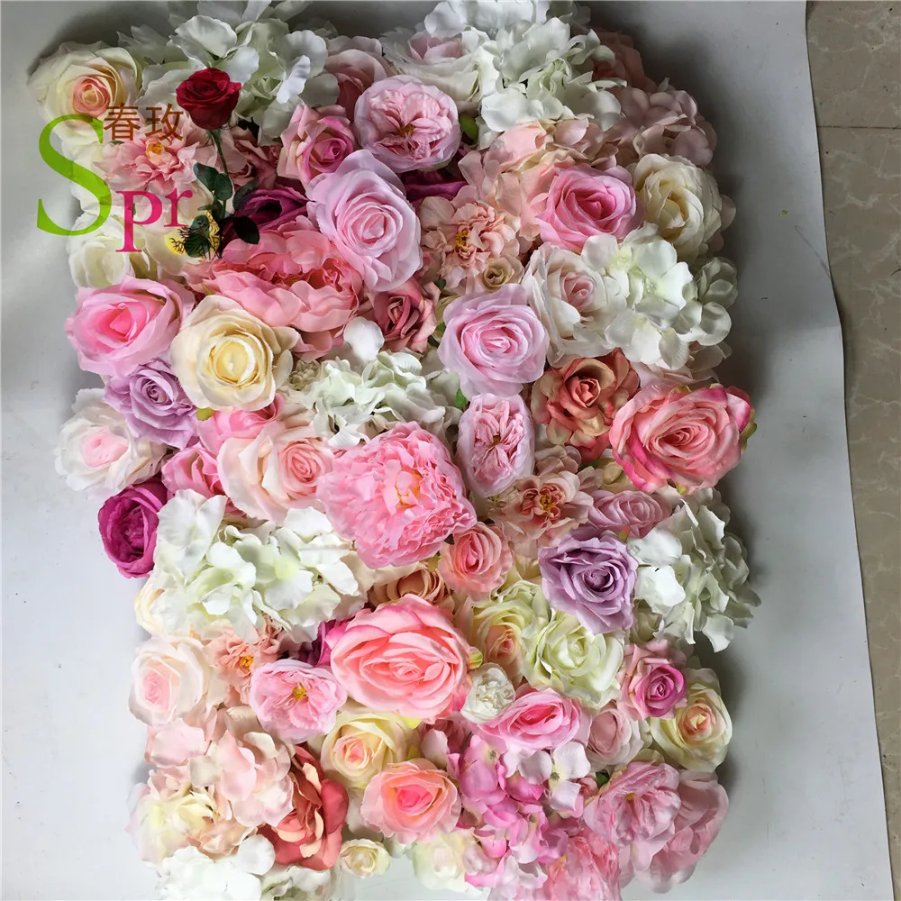 SPR High Quality White Artificial Flower Wall Silk Rose Wall Panels For Wedding backdrop