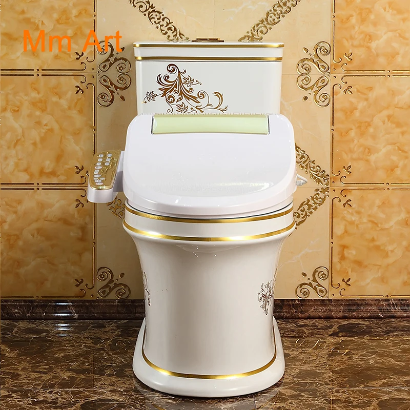 European toilet gold smart water-saving toilet cover is hot sitting cover plate cleaner automatic cleaning drying closestool