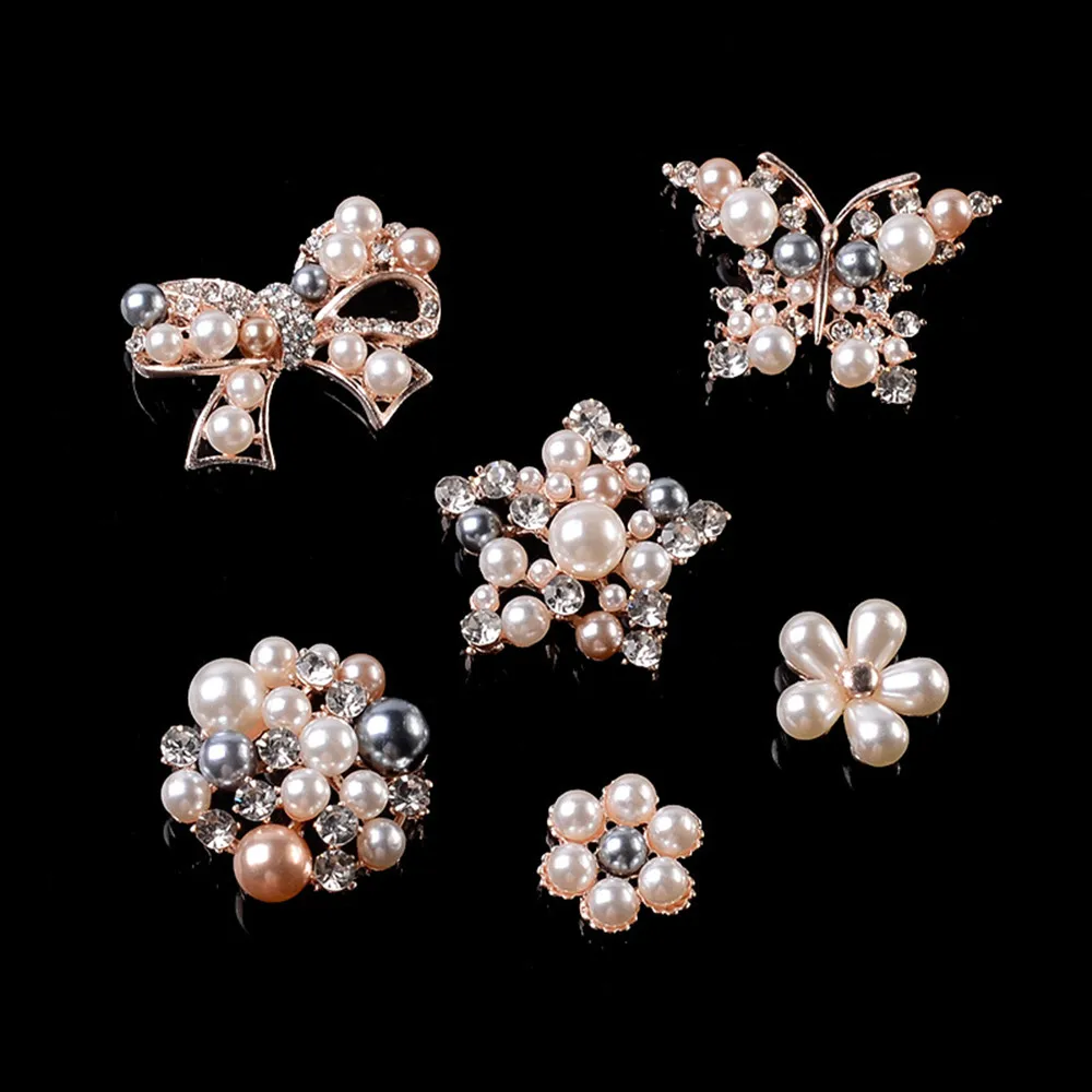 

Nail Art Decorations Pearls Cluster Flowers for girls 10pcs Flatback Pearl Bow Star Snowflake Embellishment Button Accessories