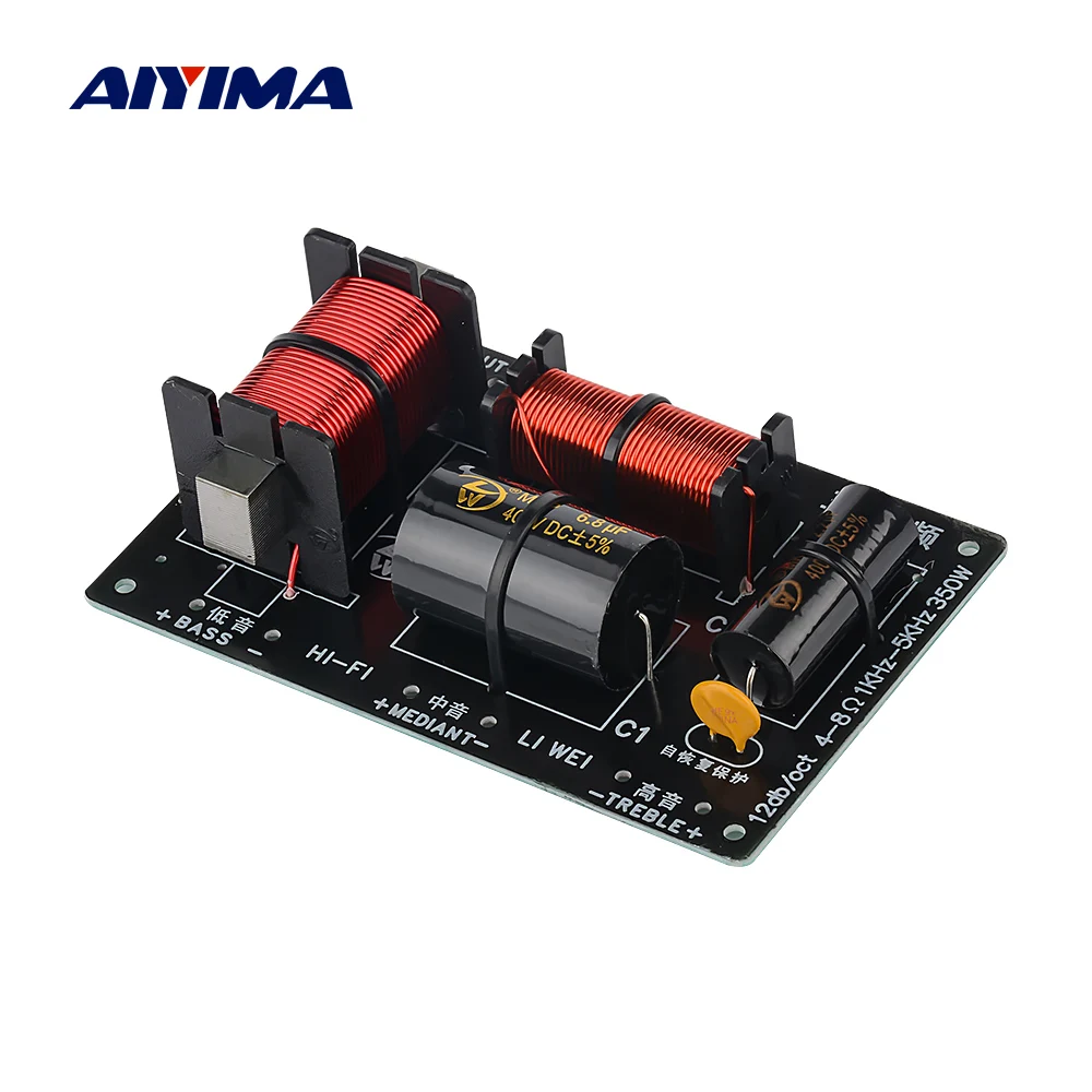 AIYIMA 350W 3 Ways Audio Crossover Tweeter Midrange Woofer Speaker Frequency Filter Divider for 5-12 inch loudspeaker DIY