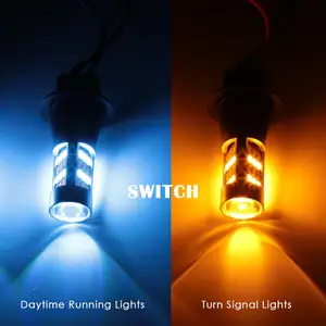 Luz de circulação diurna automática, LED Turn Signal, DRL 42SMD, P21W, 1156, BA15S, BAU15S, PY21W, 7440, T20, Canbus Switchback Dual-Color, 2PCs 12 principais vendas drl e pisca - №12