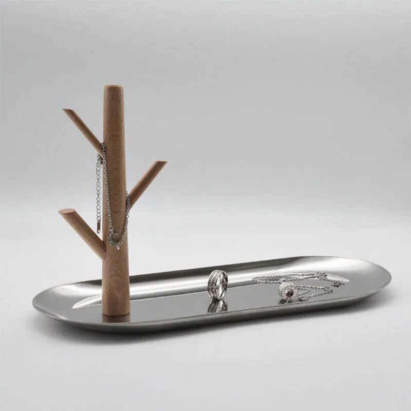 Nordic Oval Branch Tray Living Room Jewelry Base Small Object Storage Tray Makeup Organizer Tray Home Kitchen Decor