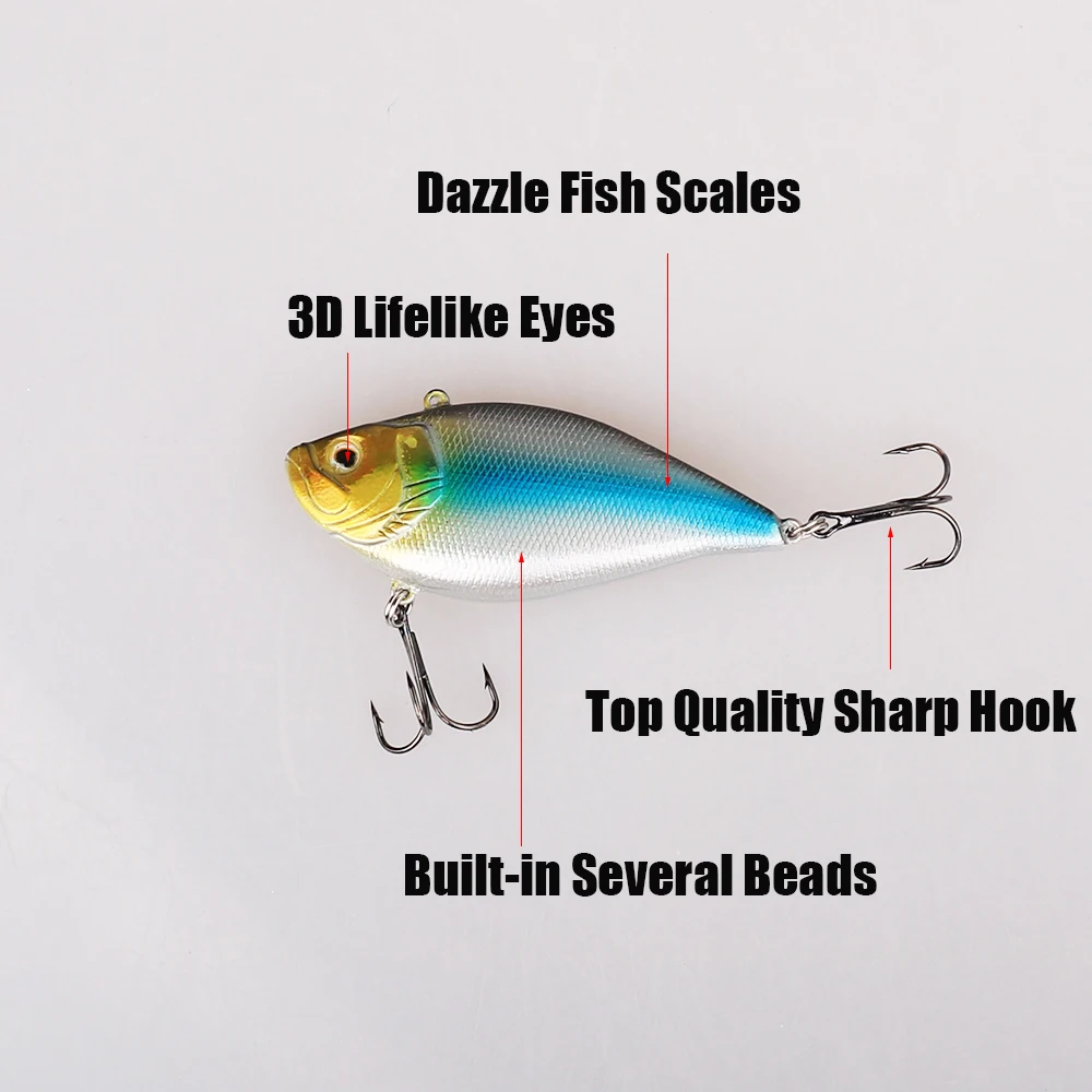 MOZHANSHI 1pc VIB Crankbait Fishing Lure Hard Plastic Artificial Bait 3D LIfelike Eyes 7.7cm 14.2g Fishing Wobblers